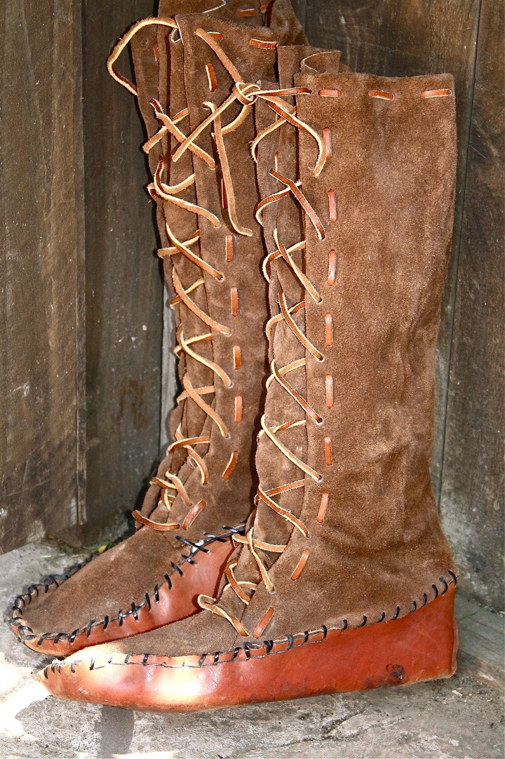 native american knee high moccasins