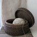 vintage round lidded basket