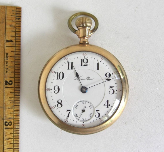 1908 Hamilton Gold Pocket Watch Windsor 17 Jewel 18 Size