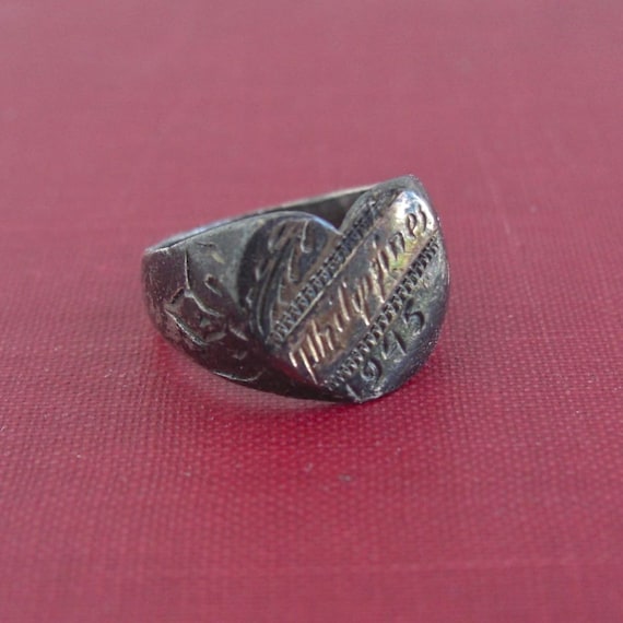 WWII Sterling Silver Sweetheart Ring Philippines 1945