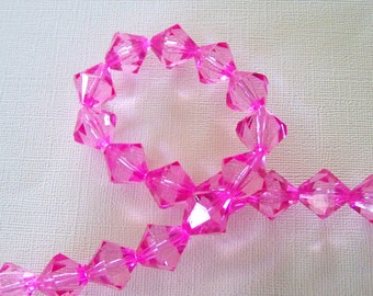 Bright Pink Acrylic Bicone Strand
