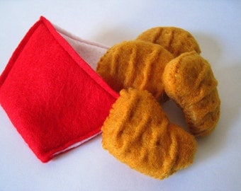 Felt food Chicken nuggets set eco friendly childrens pretend play food for toy kitchen