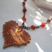 Copper Dipped Heart Shaped Leaf Pendant Necklace