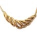 Vintage Trifari Necklace, Gold Tone Costume Jewelry Necklace Signed Trifari, Swirl Pattern, Modernist Necklace, 17"