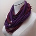 Lush Cowl - Infinity Scarf - Necklace - Cuff Bracelet, in Crimson and Plum Jersey Fabric