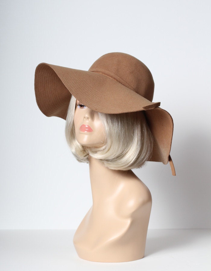 Camel Brown Floppy Felt Hat by FineAndDandyVintage on Etsy
