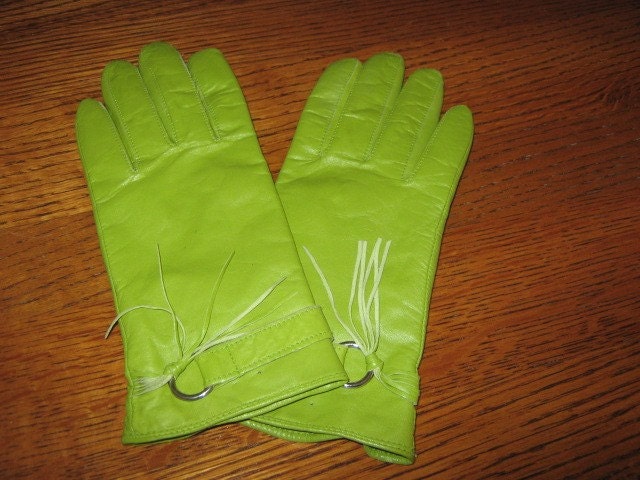 Lime Green Leather Gloves