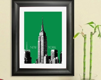 New York Skyline Poster - Empire State Building Art Print, 8x10 - Choose your color