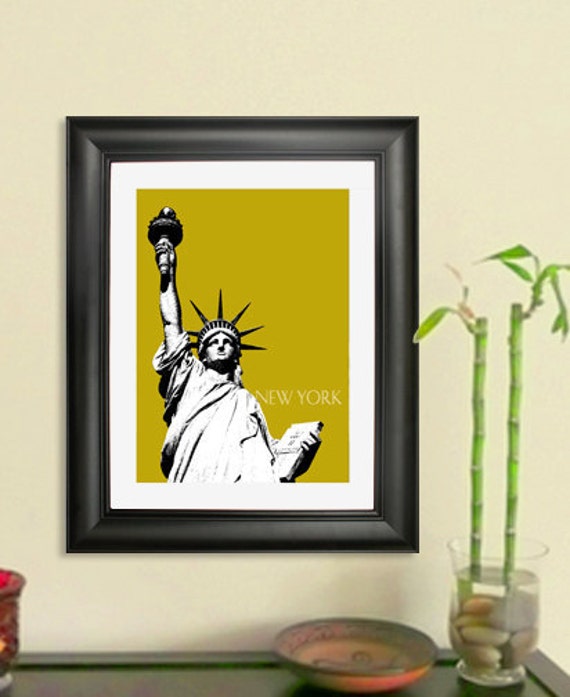 New York City Skyline Poster Statue of Liberty Art Print
