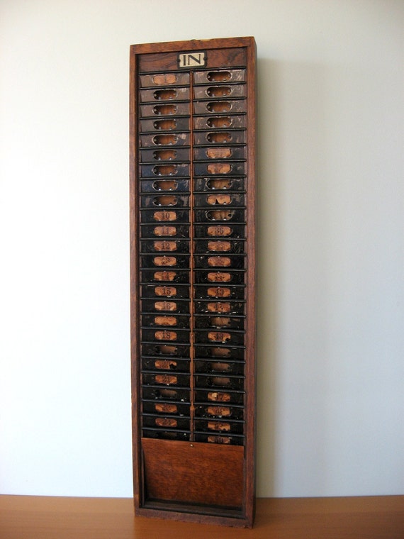 Vintage Time Card Wood Rack by vintageseventyfive on Etsy