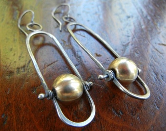 Minimalist Silver and Gold Hinge Earrings