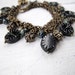 Black Layered Bracelet Czech Glass Antique Brass Chain