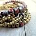 Beaded Layered Bracelet Antique Brass Leather Czech Glass: Voodoo Child