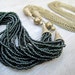 RESERVED Black Wrap Necklace Belt Convertible Lariat of Antique Brass with Black Czech Glass Seed Beads: Zelda