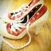 High Heel SNEAKERS NORMA KAMALI Vintage 1980's 7.5 Red Sale