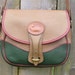 Rare Vintage Teton Taupe and Green Dooney & Bourke Leather Satchel Purse