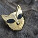 Vintage Gold-Tone Mod Kitty Pin Brooch