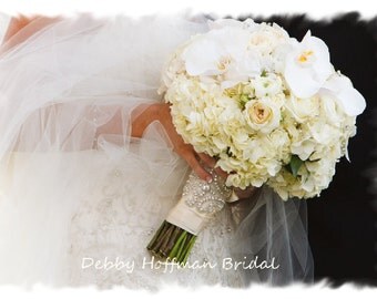 Crystal Bridal Bouquet Wrap, Rhinestone Wedding Bouquet Wrap, Jeweled Bouquet Cuff, Crystal Bridal Bouquet Wrap, Bouquet Jewelry, No. 1101BW