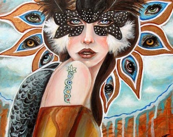 Branwen Celtic Goddess Art Raven Mask Pagan 8x10 By Moonspiralart