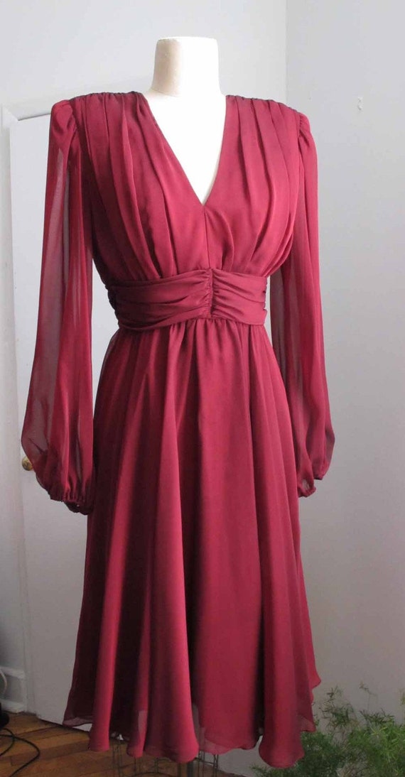 1980s Maroon Bridesmaid Dress