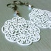 40% OFF! White lace earrings. Paisley Jewelry. Enameled Filigree Chandelier Earrings from The Persian Collection. White Garden of Paradise.