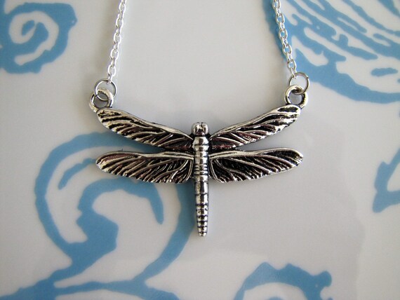 Silver Dragon Fly Necklace by LittleMissMomma on Etsy