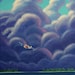 Whimsical Tropical Storm with Seaplane Original 11x14 Painting by Ed McCarthy free shipping