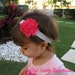 Shabby chic fushia chiffon flower headbands valentine colors - baby headband, flower headband, spring clearance