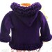 Baby coat, jacket.sweater.hoodie loopy trimmed Purple warm 24 inch chest