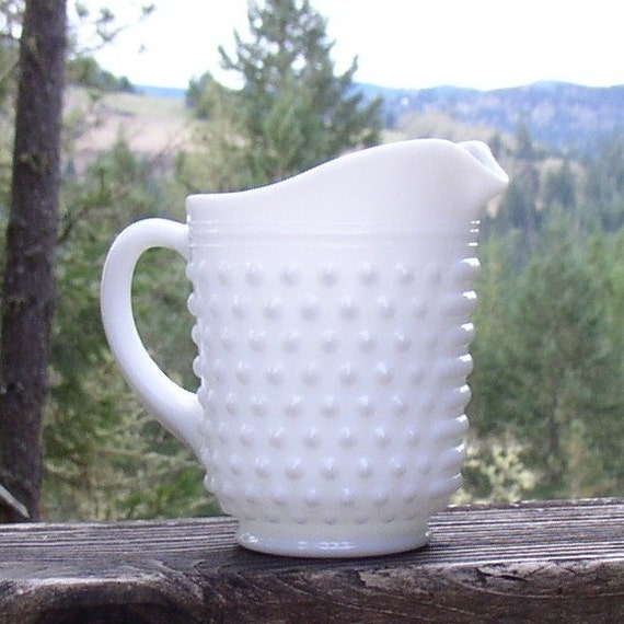 Small Milk Glass Hobnail Pitcher