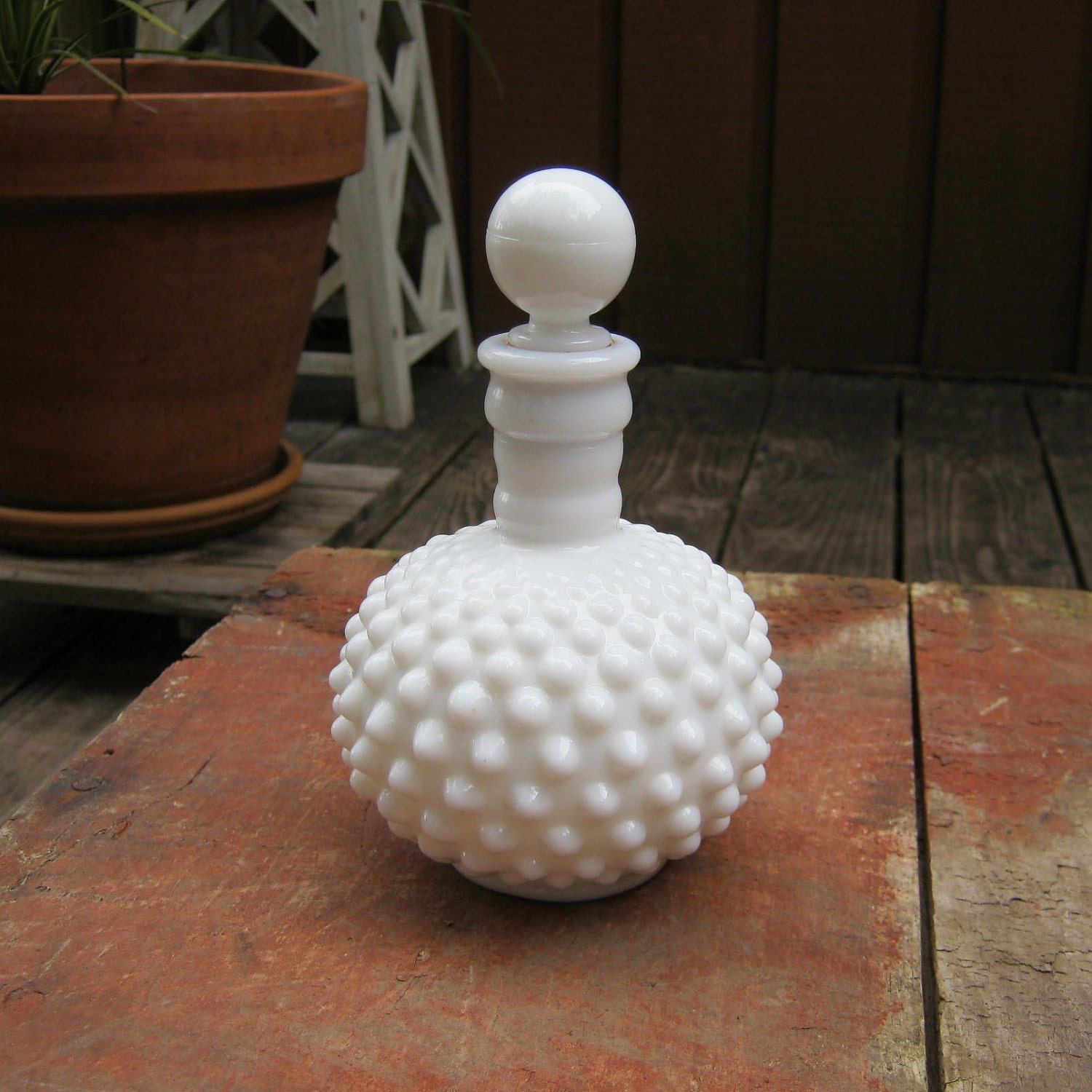 Fenton Hobnail Milk Glass Decanter Perfume By Oakhillvintage 9769