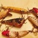 Vintage Wood Fishing Lures Set of 6