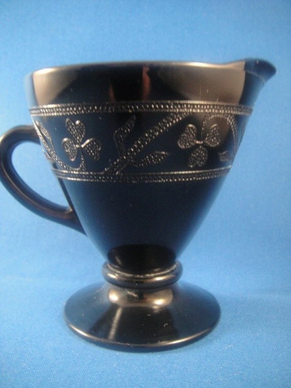 Black Depression Glass Cloverleaf Pattern Creamer