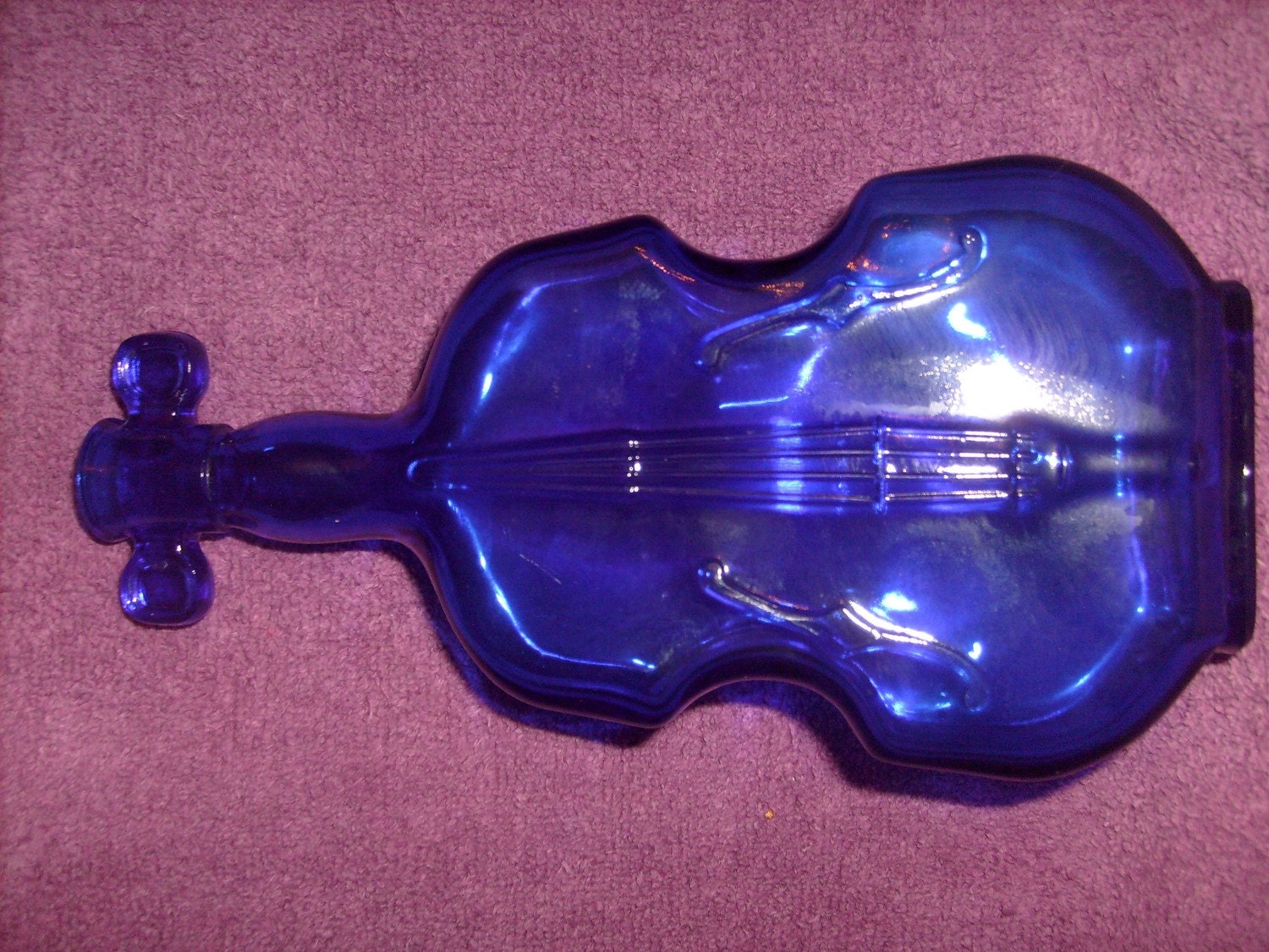 Violin Shaped Bottle Cobalt Blue Glass