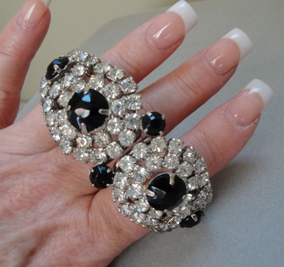 Vintage Juliana Clamper Bracelet in black and clear