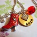 Personalized Enamel Cowboy Boot Necklace, Charm Jewelry, Rhinestone Star Necklace, Rhinestone Cowboy, Western Jewelry