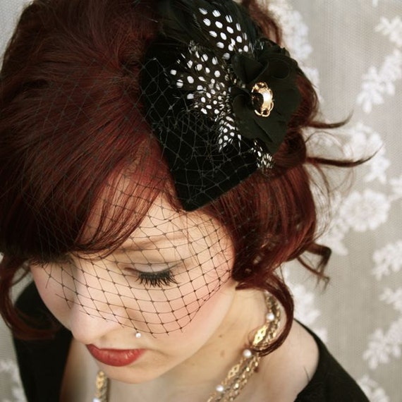 Vintage Black Veil Fascinator Headpiece