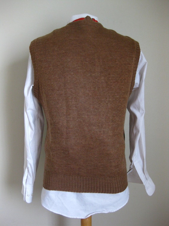 Vintage 70s Brown Argyle Sweater Vest 8551