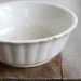 Antique White Ironstone Basin Bowl with Fluted Shape - Dresden White Granite