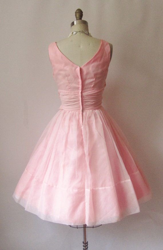 50's Chiffon Dress // Vintage 1950's Pink by TheVintageStudio