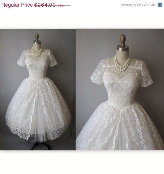 STOREWIDE SALE 50's Wedding Dress // Vintage 1950's White Lace Full ...