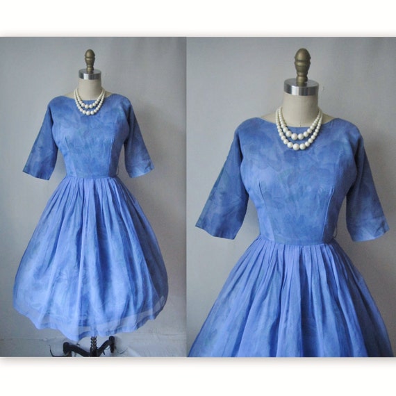 1960's Chiffon Dress // Vintage Floral Garden by TheVintageStudio