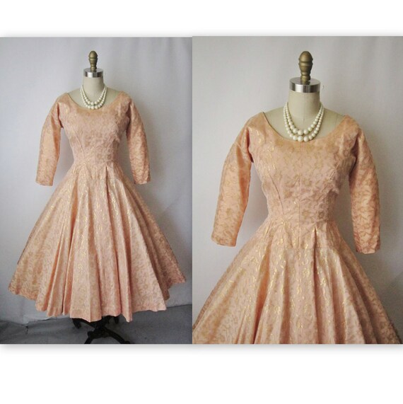 50's Cocktail Dress // Vintage 1950's Gold by TheVintageStudio