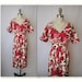 50's Rose Print Dress // Vintage 1950's Floral Print Silk Cocktail Party Mad Men Dress XS