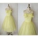 50's Tulle Prom Dress // Vintage 1950's Strapless Tulle Lace Shelf Bust Wedding Party Prom Dress S M