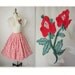 50's Spring Ensemble // Vintage 1950's Red White Floral Print Cotton Garden Party Skirt & Sheer Blouse Set XS S