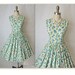 50's Floral Dress // Vintage 1950's Floral Print Cotton Garden Party Day Dress S