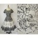50's Toile Print Dress // Vintage 1950's Black & White Toile Novelty Print Cotton Garden Party Dress M
