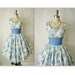 50's Floral Chiffon Dress // Vintage 1950's Floral Chiffon Full Cocktail Party Wedding Prom Dress S