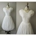 50's Eyelet Dress // Vintage 1950's White Eyelet Cotton Casual Wedding Garden Party Dress S M